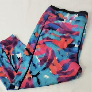 Workout Capri LeggingsColorful Print High Waist Stretch Active  22-24 Plus 3X